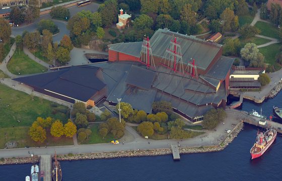The Vasa Museum on Djurgården, its three masts rising through the roof