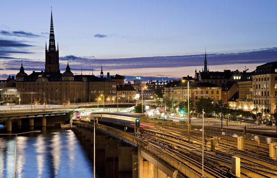 The Södermalm ridge and the city beyond it in the evening