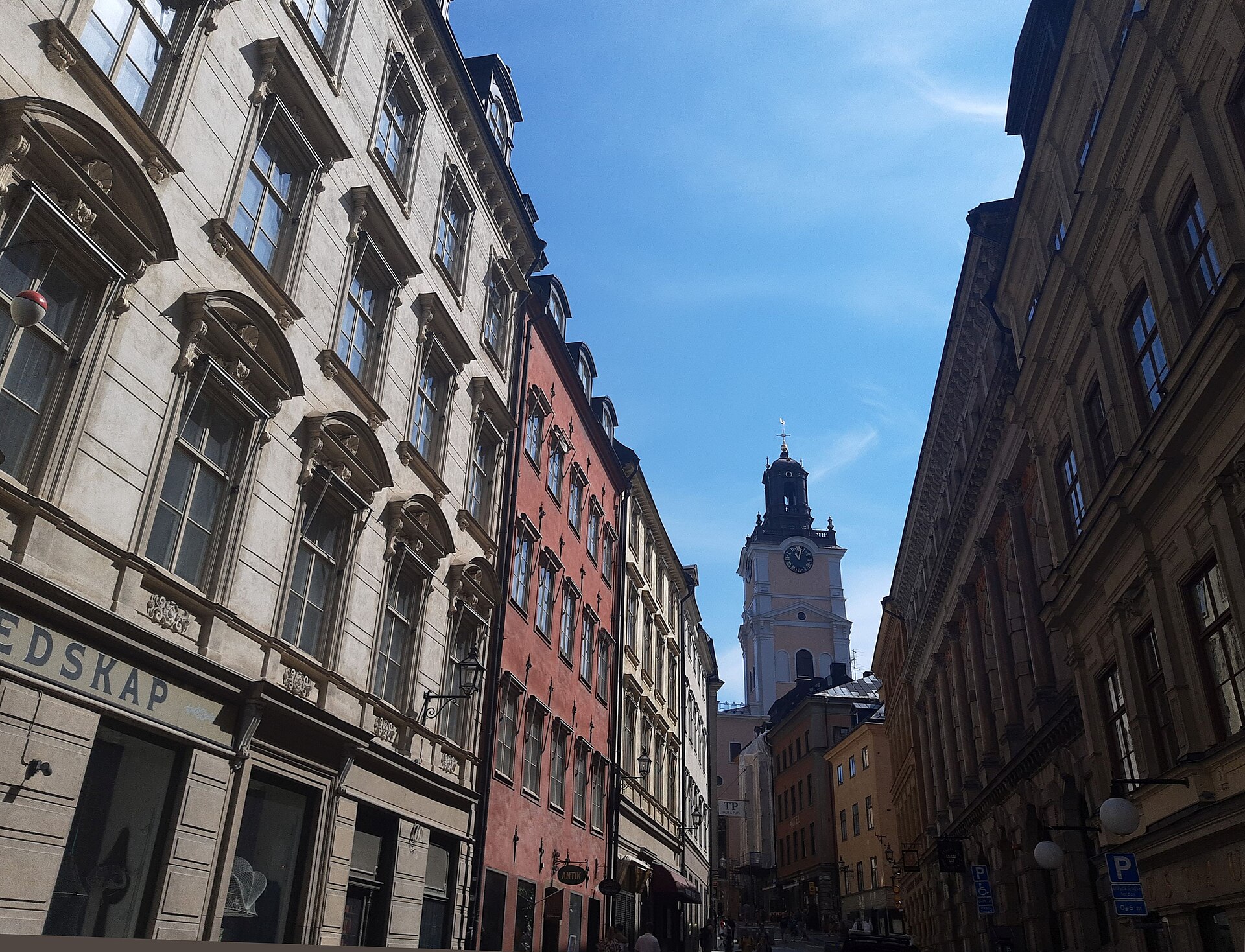 A street in Gamla stan leading towards Storkyrkan