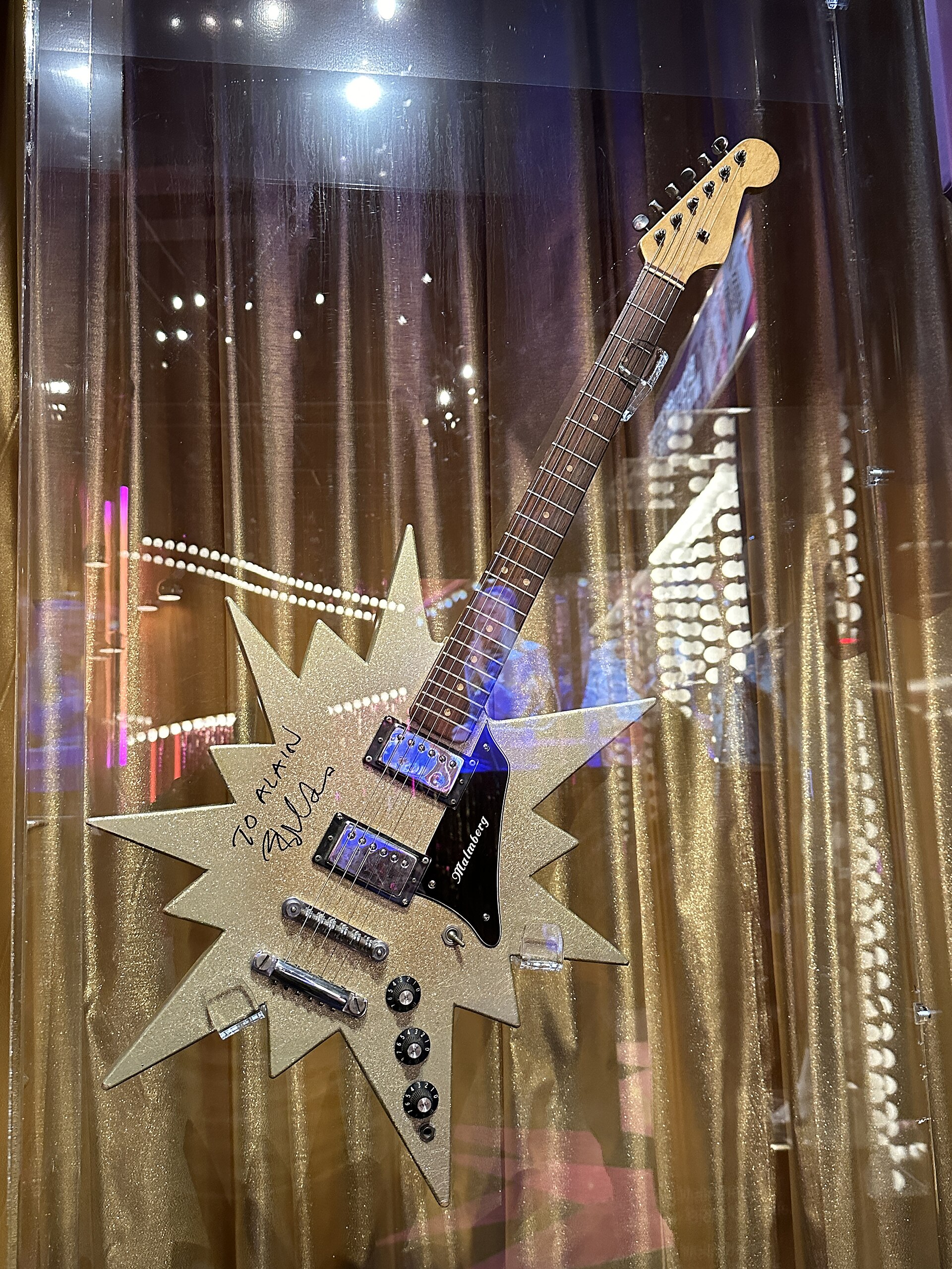 A guitar on display at the ABBA Museum