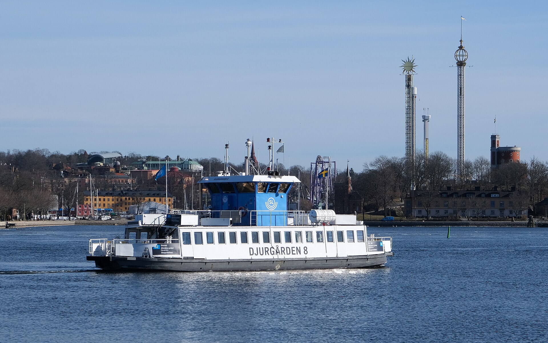The Djurgården ferry on the water in Stockholm