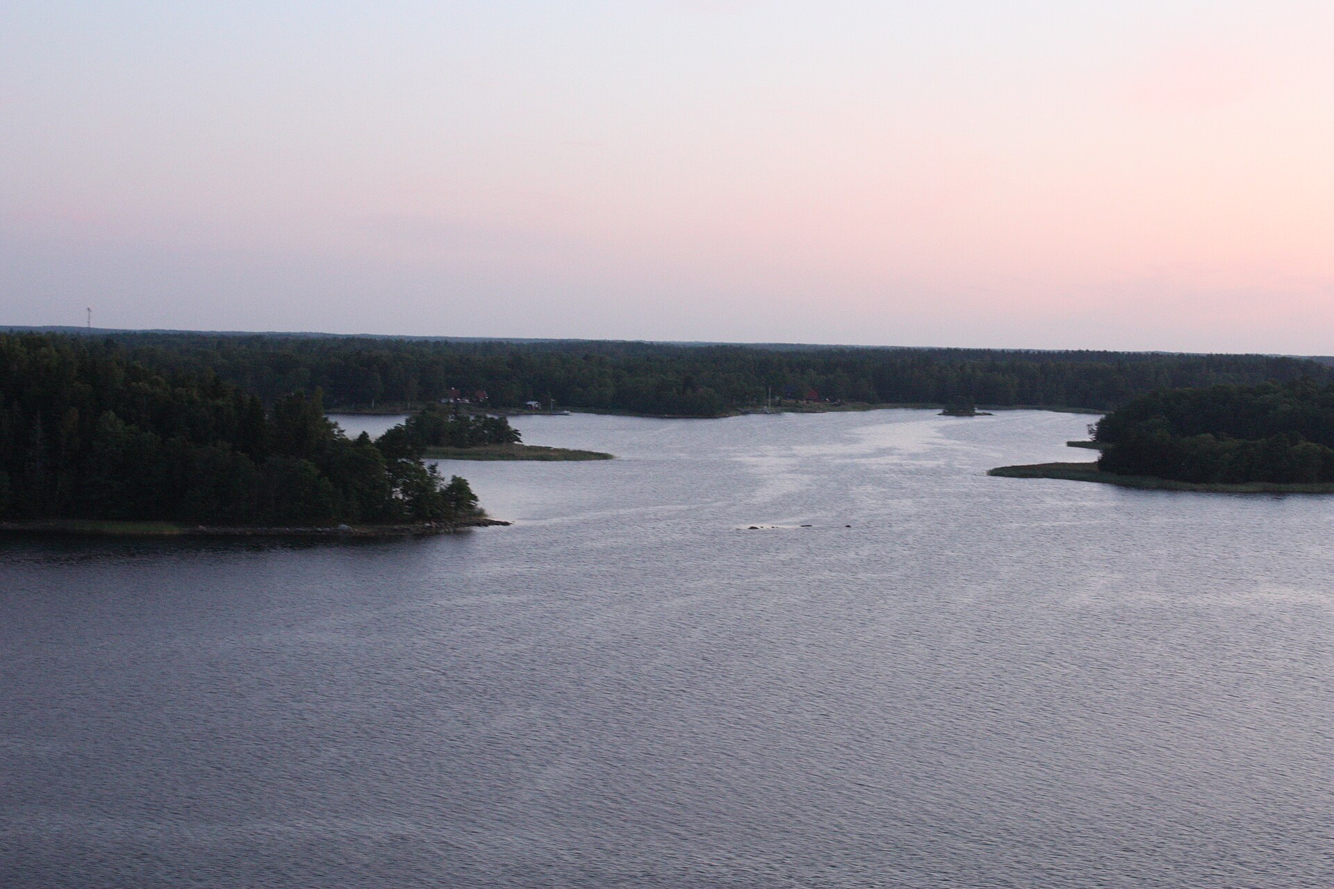 Islands along the cruise ship route through the archipelago into Stockholm