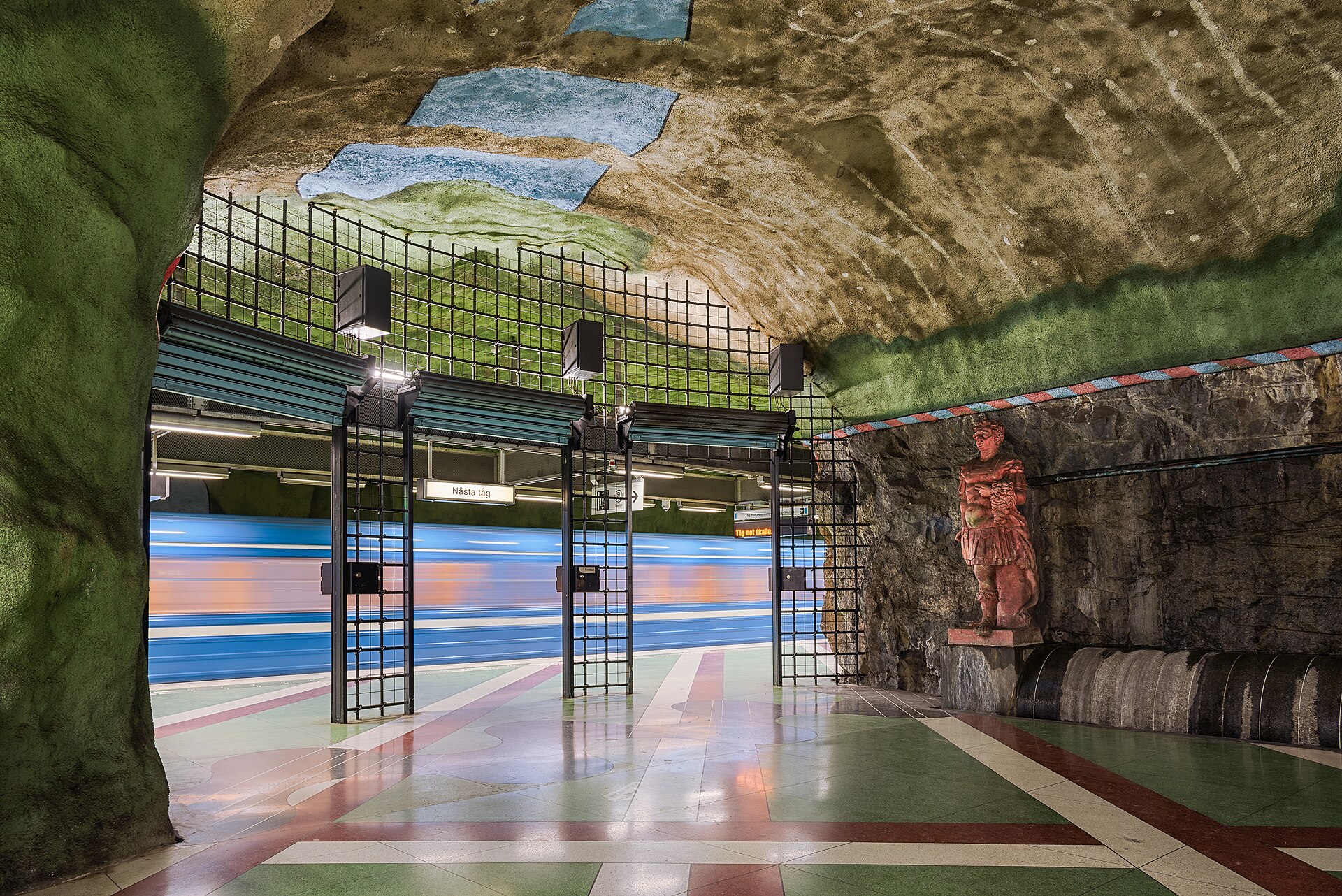 Platform of Kungsträdgården underground metro station in Norrmalm, Stockholm