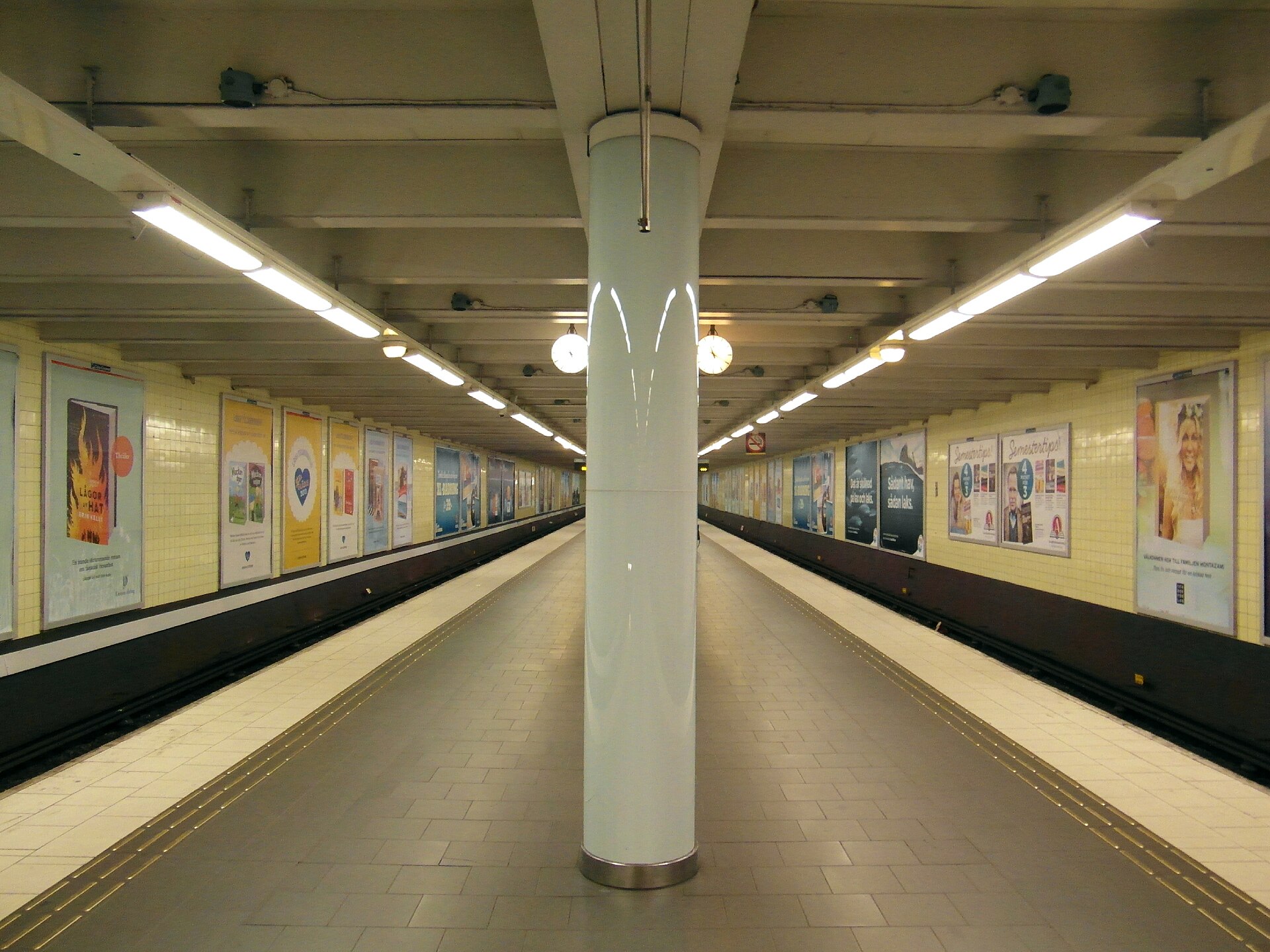 Skanstull underground station on Stockholm's green metro line