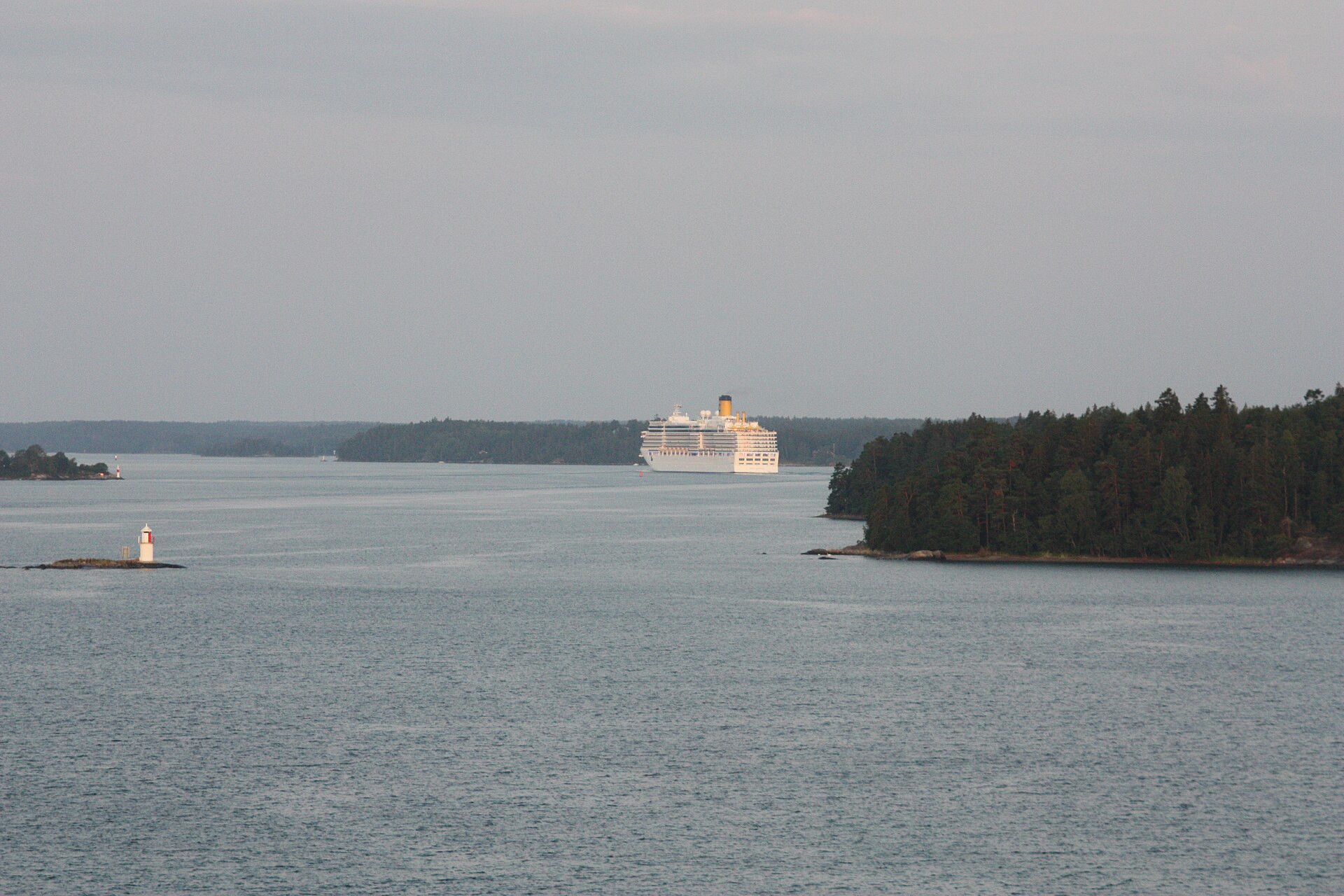 Stockholm archipelago seen from the water on the way into the harbour