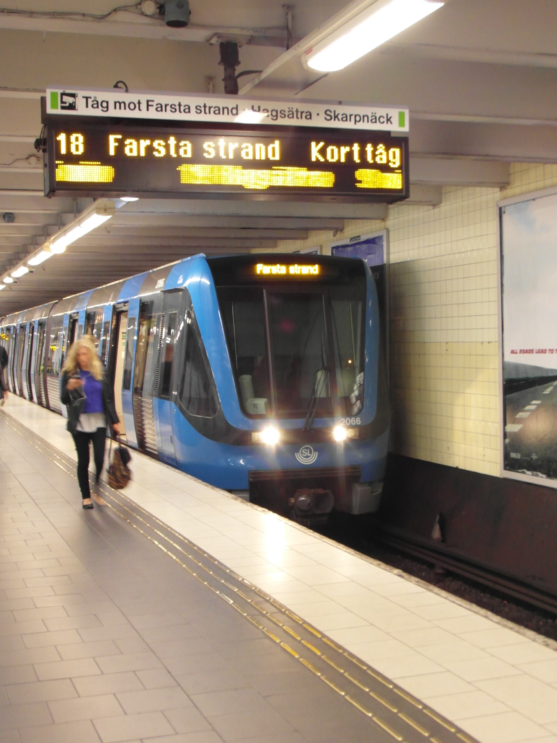 Tunnels and platform of Skanstull metro station in Stockholm