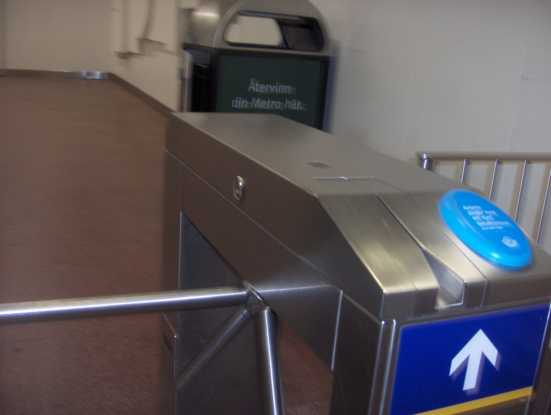 Automated ticket barrier at Slussen station on the Stockholm Metro
