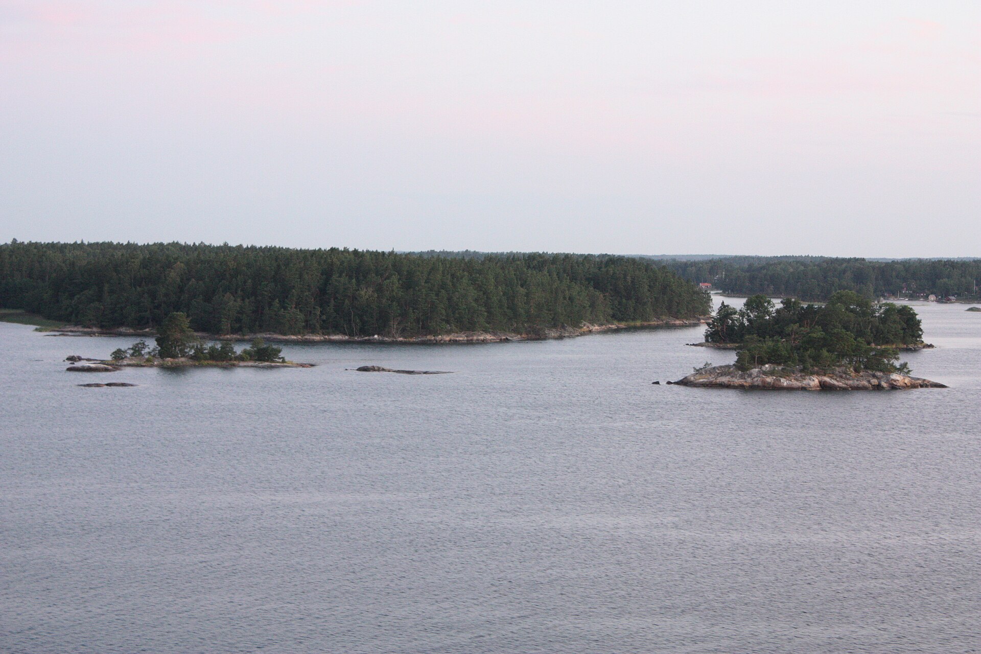 Islands of the Stockholm archipelago along the cruise ship route into the city
