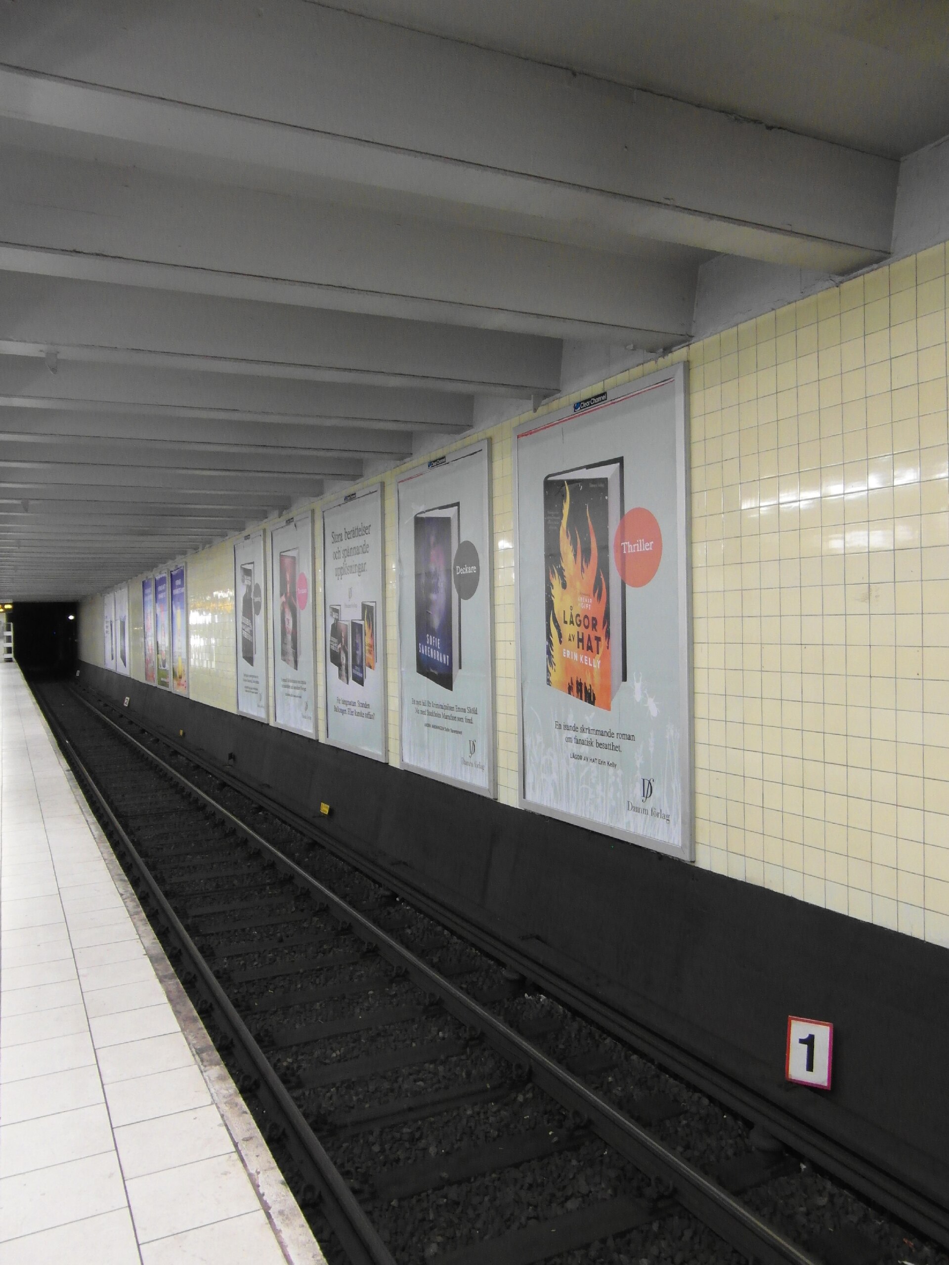 Passenger platform at Skanstull metro station in Stockholm