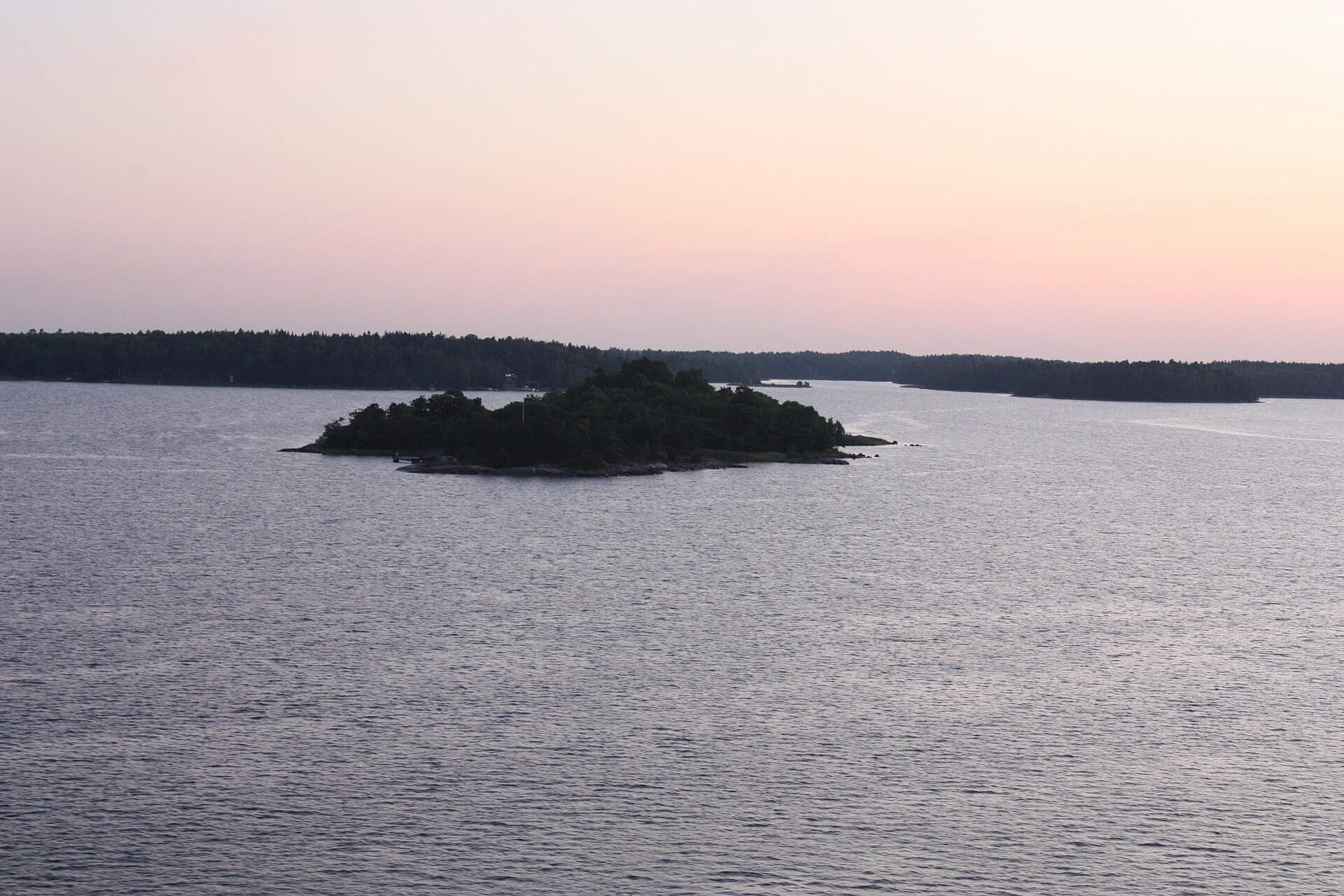 Low morning light on the archipelago along the approach to Stockholm