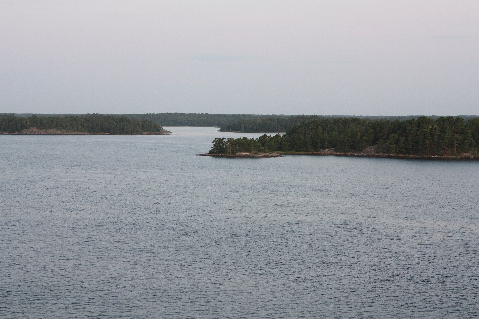 Stockholm archipelago shoreline along the cruise ship route into the city
