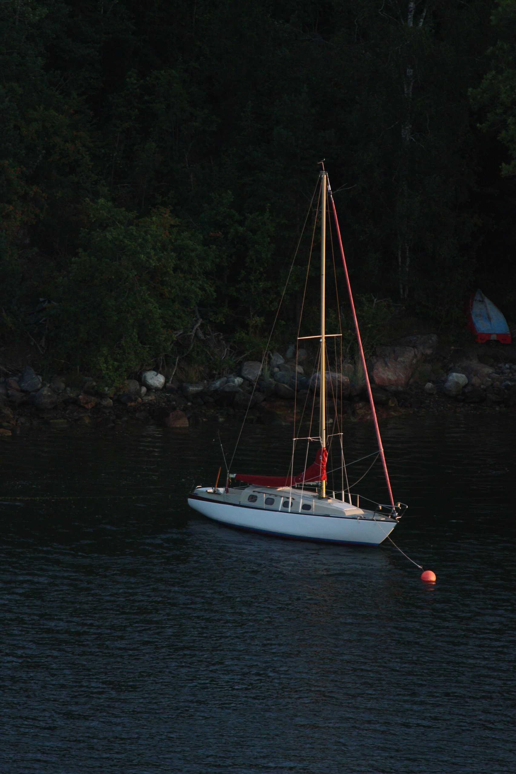 Archipelago islands at sunrise on the cruise route into Stockholm