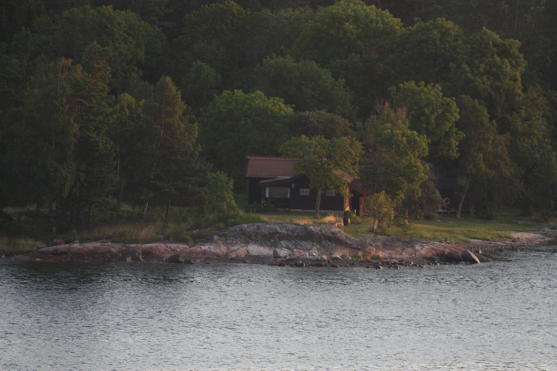 Low sunrise light over the archipelago on the way to Stockholm
