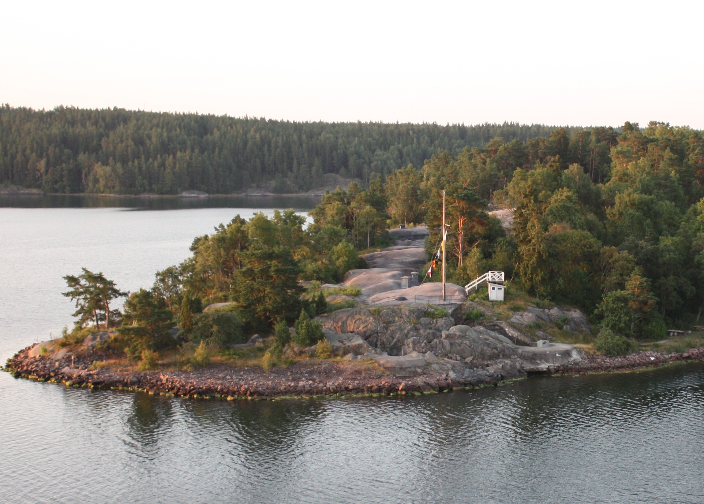Cruise ship route on the water near Stockholm harbour