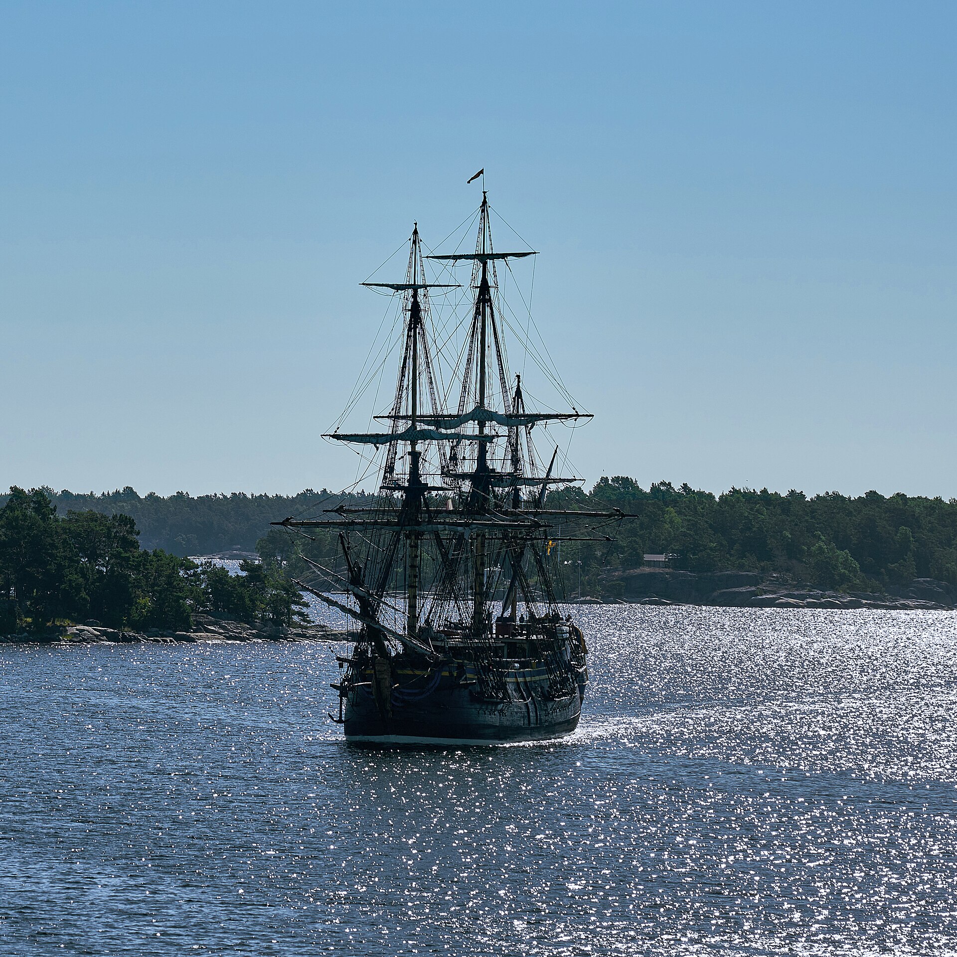 0626 Sailing ship Götheborg in Stockholm archipelago - port side bow V-P.jpg — illustrating What Is Allemansrätten, Sweden's Right of Public Access?