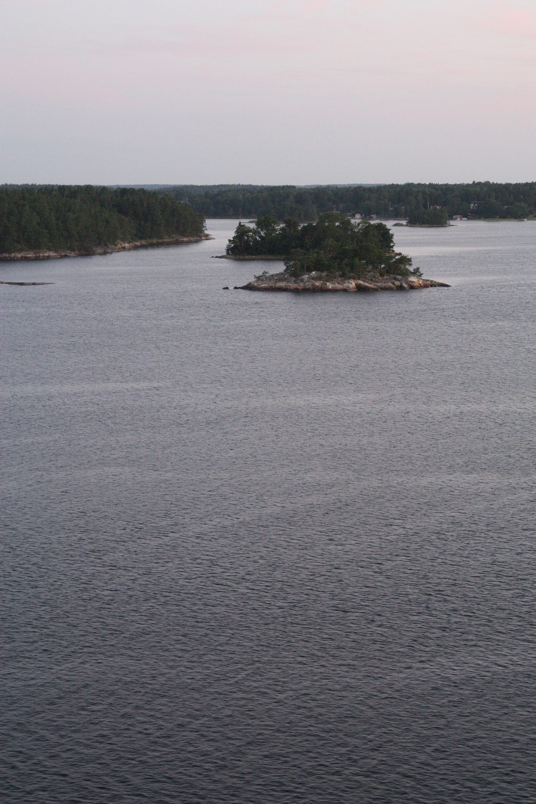 Early morning light over the Stockholm archipelago on the approach from the Baltic Sea