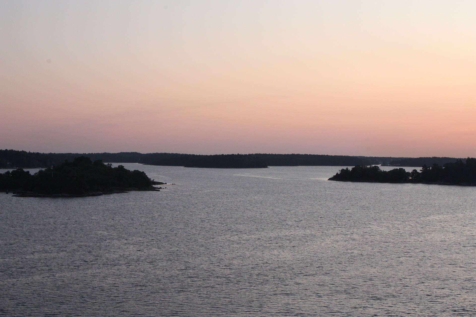 Wooded islands of the Stockholm archipelago from the water