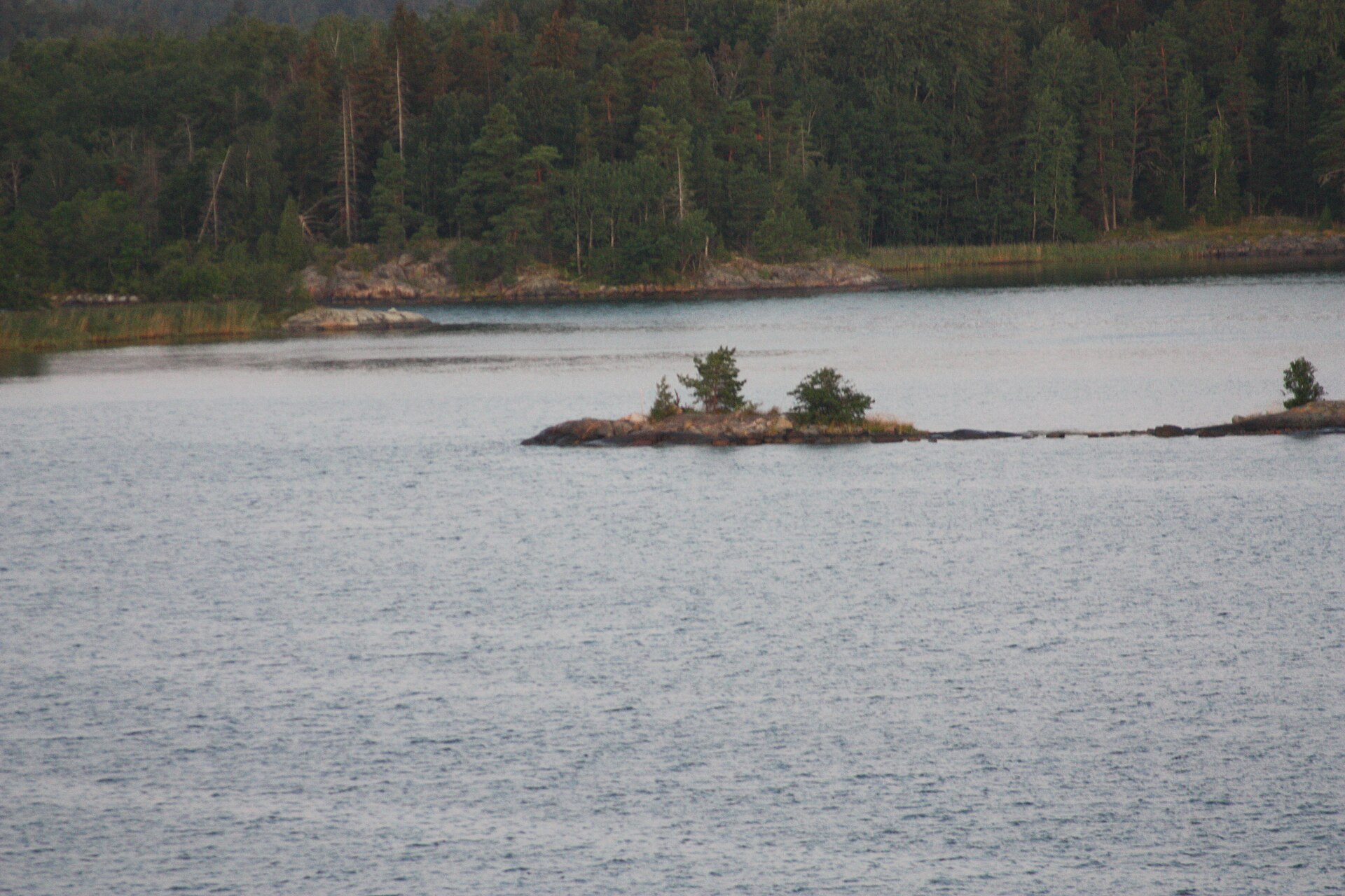 Archipelago islands at sunrise from a cruise ship bound for Stockholm