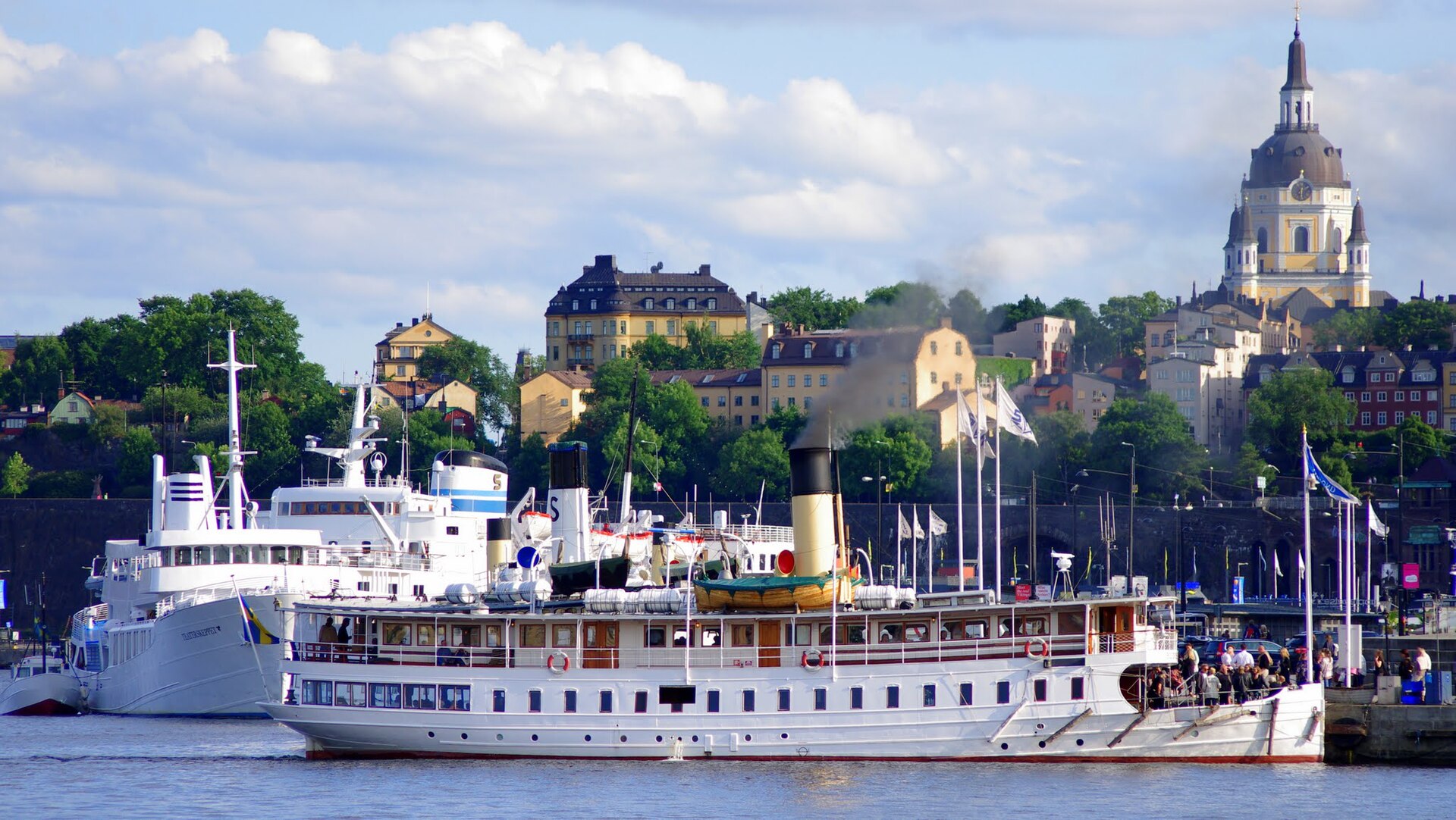 The Stockholm waterfront with the steamship S/S Blidösund