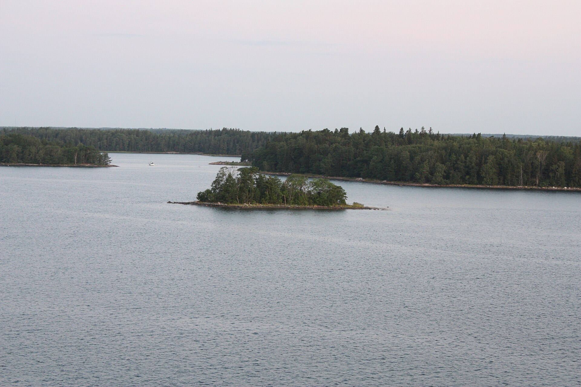 Stockholm archipelago scenery viewed from a ship arriving from the Baltic Sea
