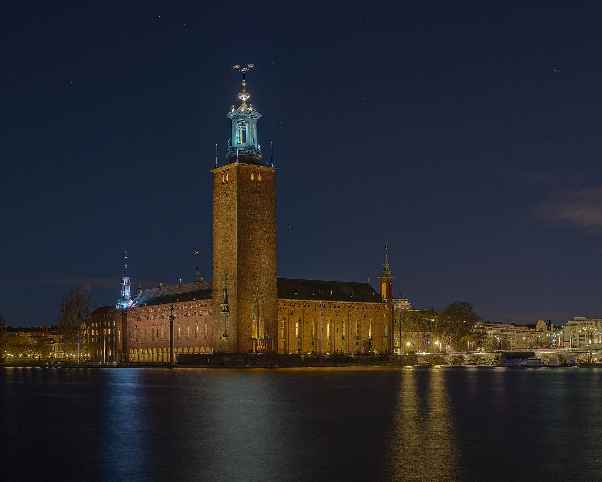 Stockholm City Hall seen from Riddarholmen across the water