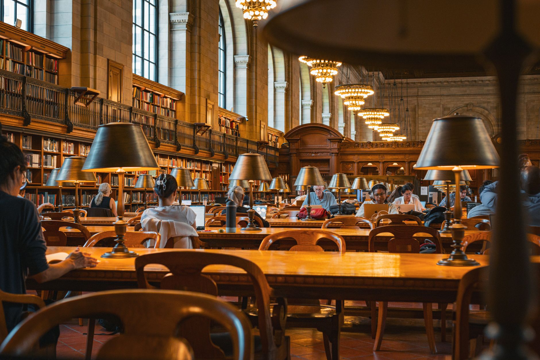 Interior view of the iconic Rose Main Reading Room, New York Public Library.