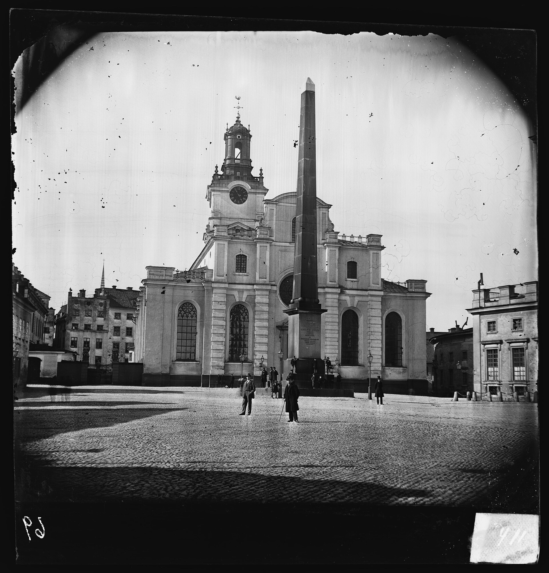 Storkyrkan cathedral in Stockholm, seen in a historical photograph