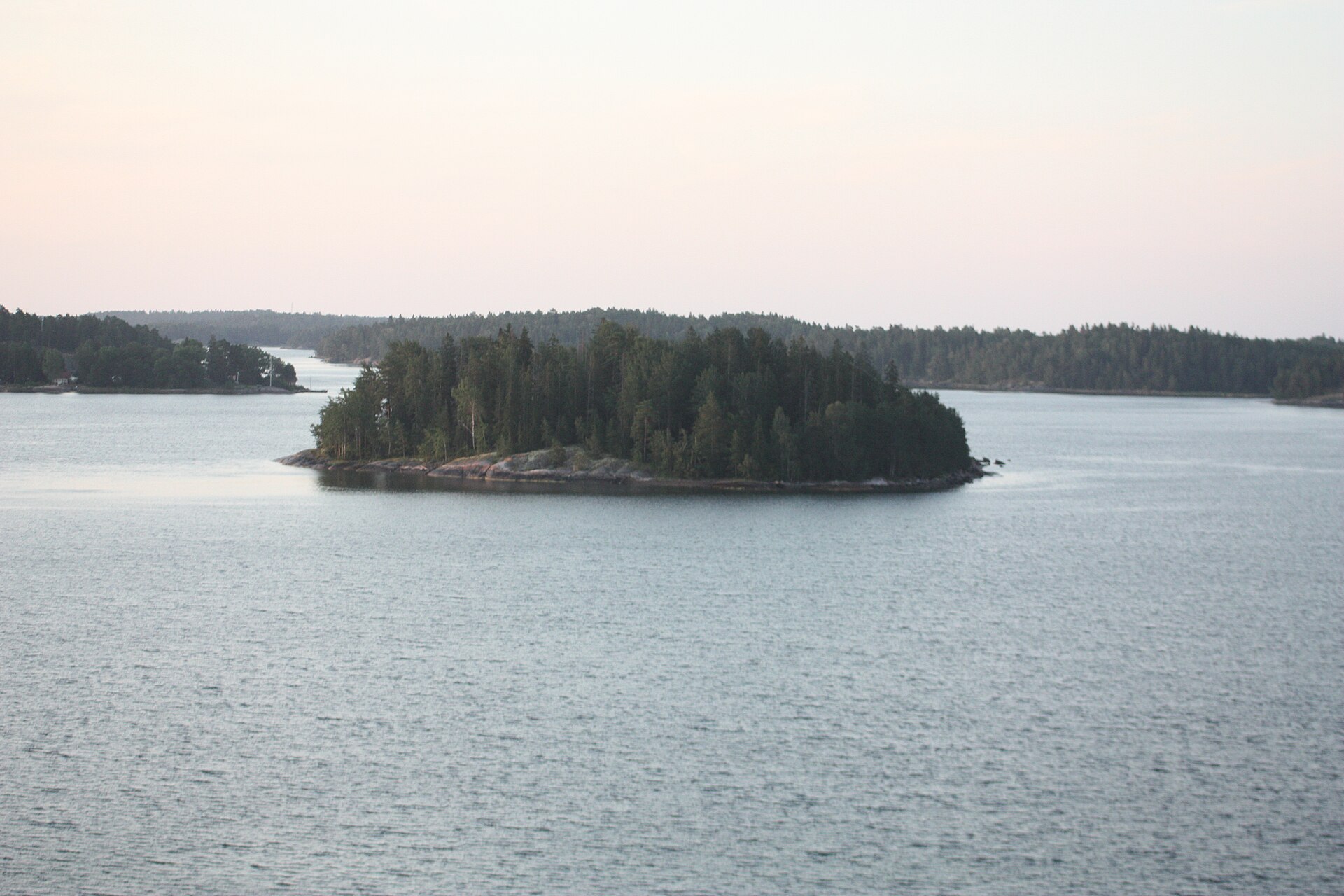 Early morning light over the archipelago on the approach to Stockholm